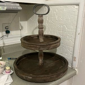 Rustic two tier decor tray